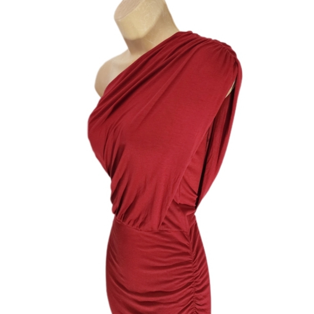 Lush Dress One Shoulder Rushed Mini Red Size L - Picture 8 of 11